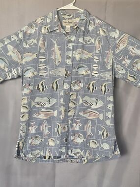 VTG 90s Cooke Street Honolulu Hawaiian Aloha Shirt Blue Tropical Fish